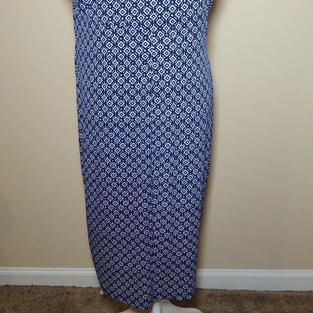 Enfocus Women Blue and White Sleeveless Dress - Picture 6 of 12